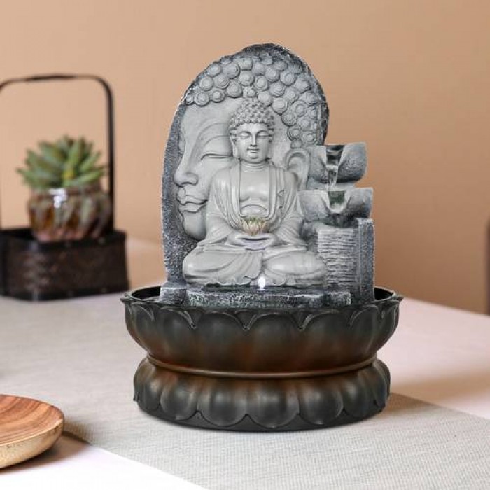 11.8” Buddha Tabletop Water Fountain with LED Light for Home & Office Decoration